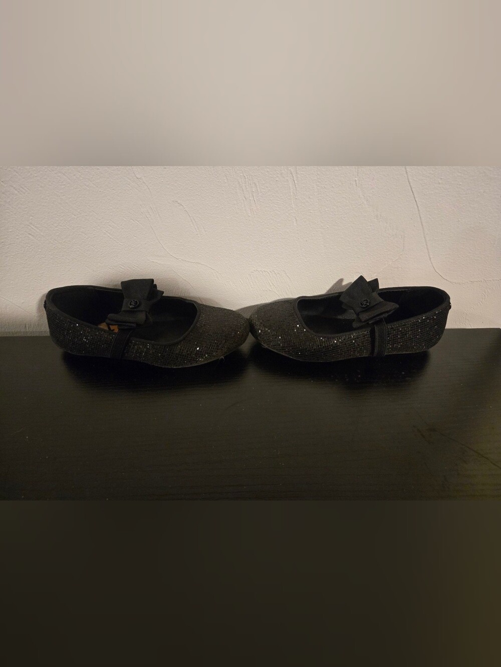 Girls Michael Kors Black Glitter Flats